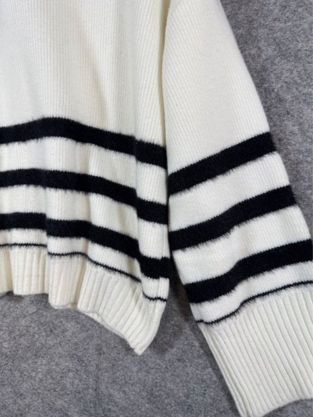 Kuwalla Black White Striped Sweater Pullover XL Collared Preppy Knit Minimalist - Picture 12 of 14
